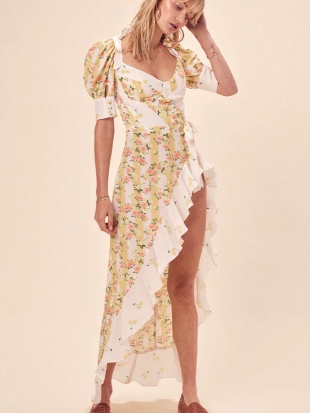 For Love & Lemons Savannah Maxi in Buttercreme XS